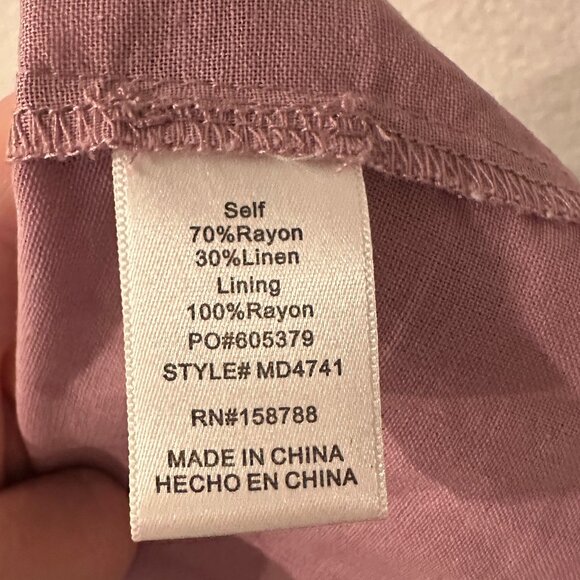 Mauve Puff Sleeve Smocked Maxi Dress Size Large - Picture 5 of 5